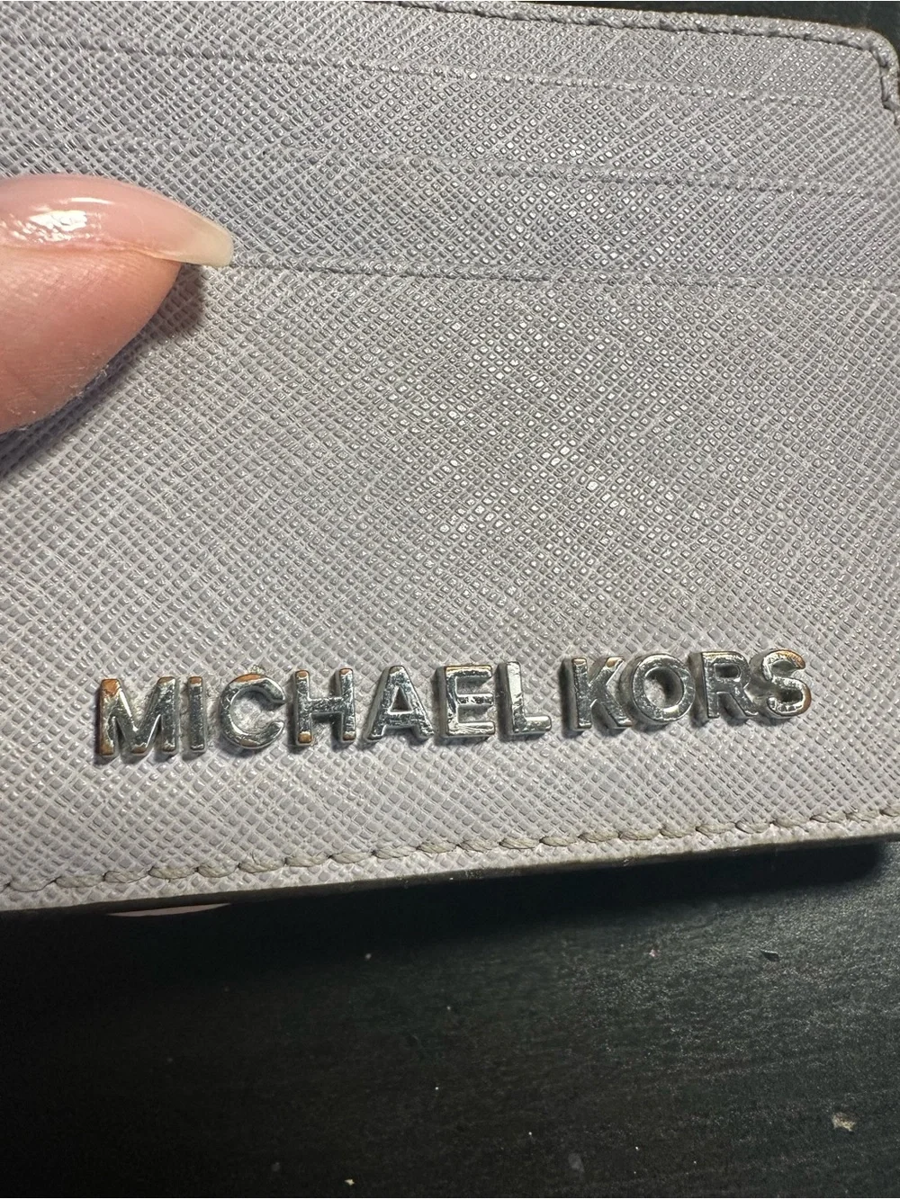 Michael Kors light purple gray Leather Card Case